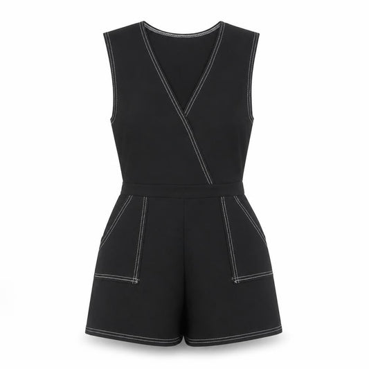 PrettyLittleThing Women Black Size 8 Sleeveless Playsuit Pockets