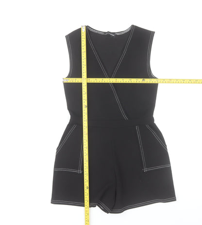 PrettyLittleThing Women Black Size 8 Sleeveless Playsuit Pockets