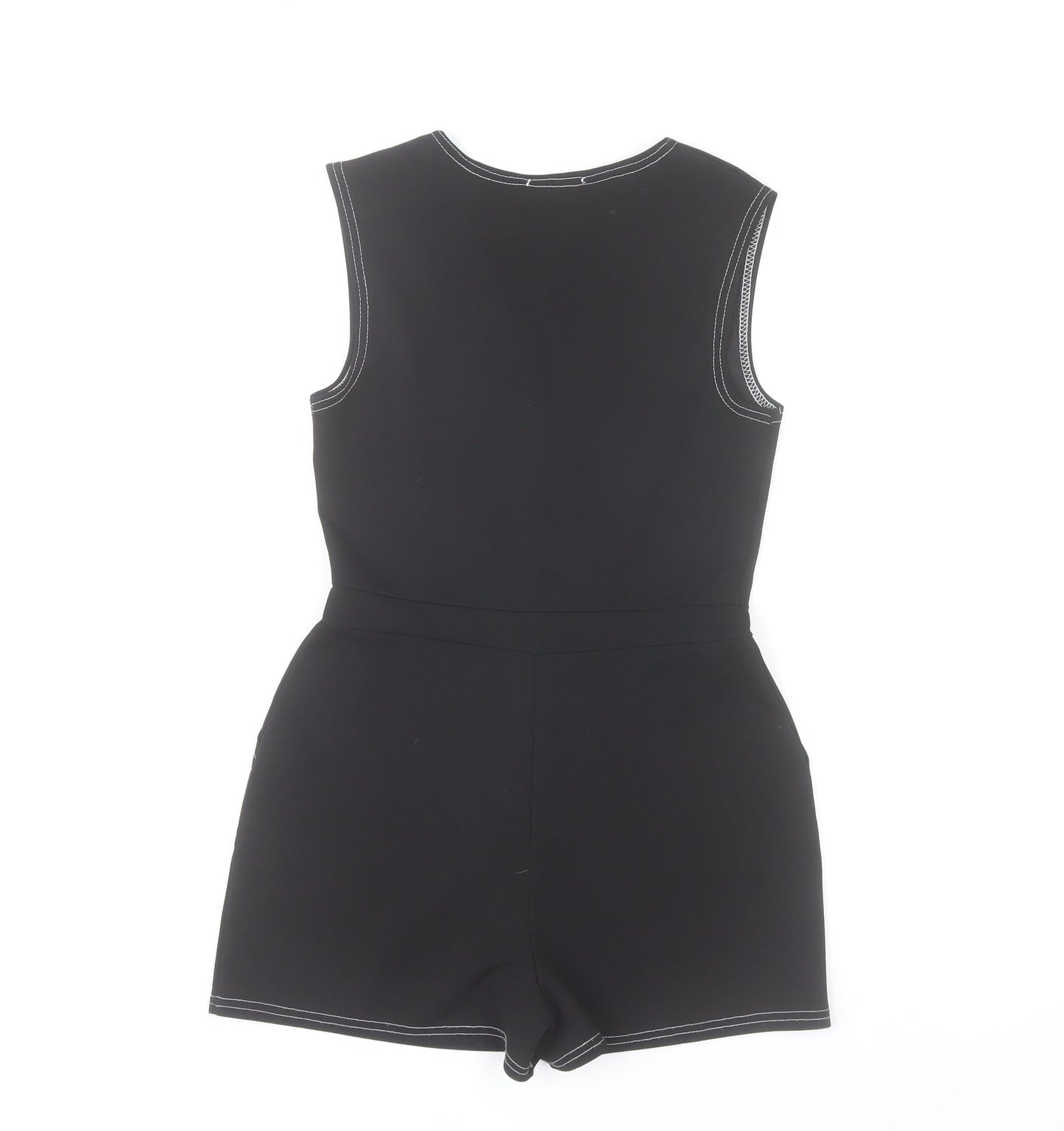 PrettyLittleThing Women Black Size 8 Sleeveless Playsuit Pockets
