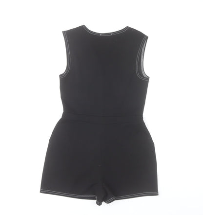 PrettyLittleThing Women Black Size 8 Sleeveless Playsuit Pockets