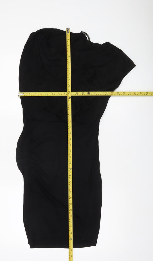 AllSaints Womens Black Strapless Bodycon Dress Size 10 Ruched