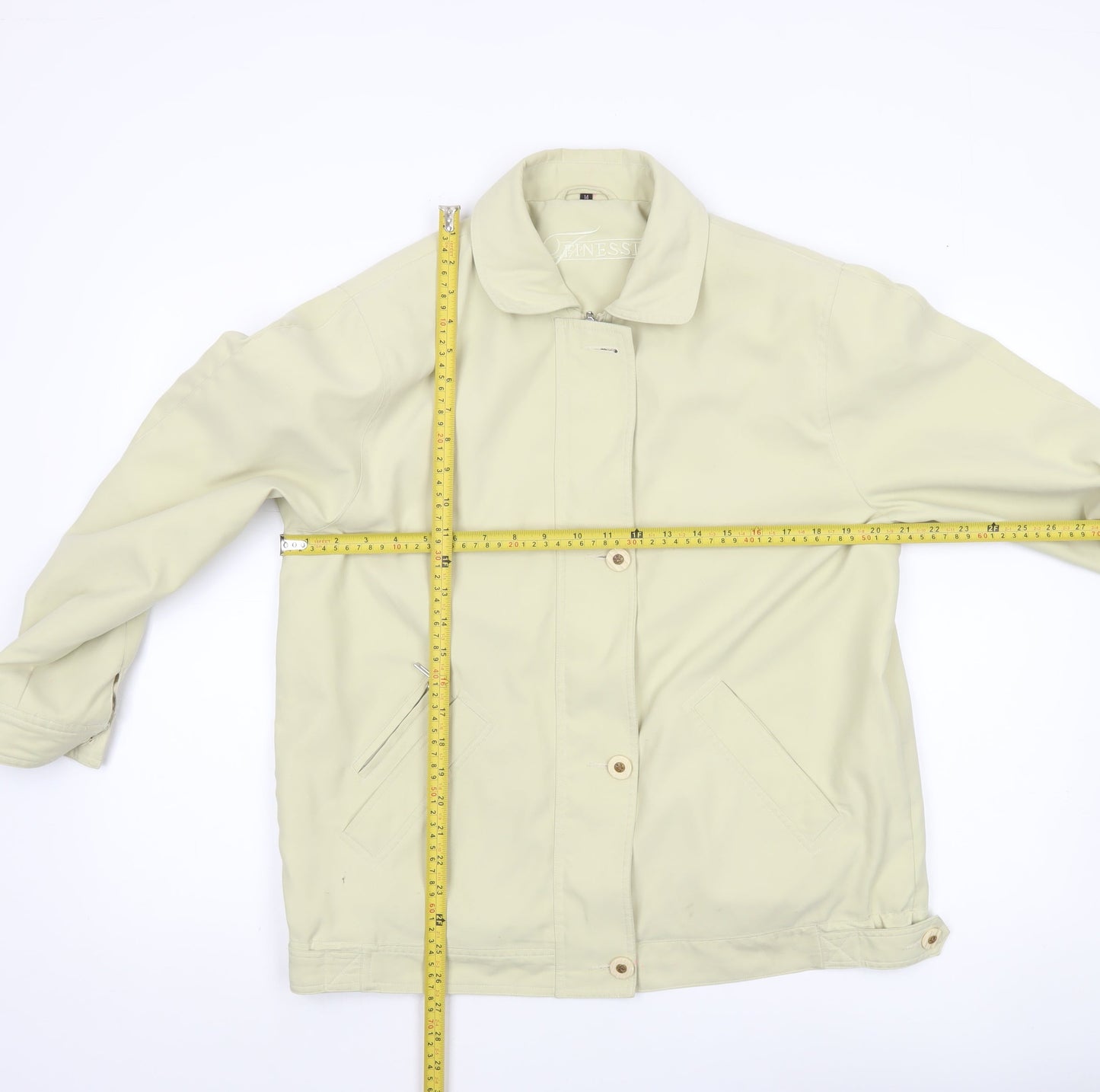 Finesse Women's Beige Size 14 Classic Mid-Length Jacket