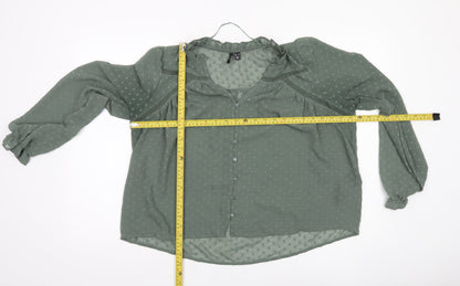 Vero Moda Women Green Size 12 Tunic Blouse Long Sleeve Ruffle Detail