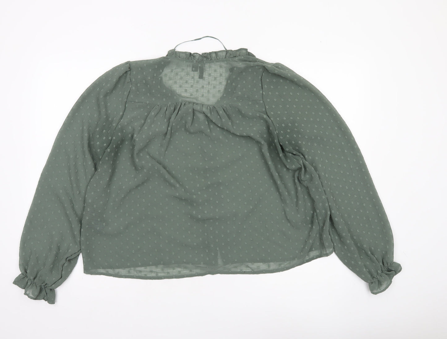 Vero Moda Women Green Size 12 Tunic Blouse Long Sleeve Ruffle Detail