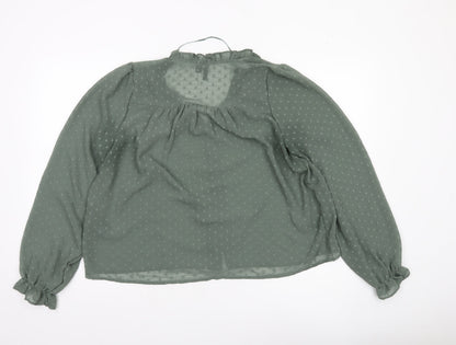 Vero Moda Women Green Size 12 Tunic Blouse Long Sleeve Ruffle Detail