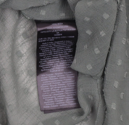 Vero Moda Women Green Size 12 Tunic Blouse Long Sleeve Ruffle Detail
