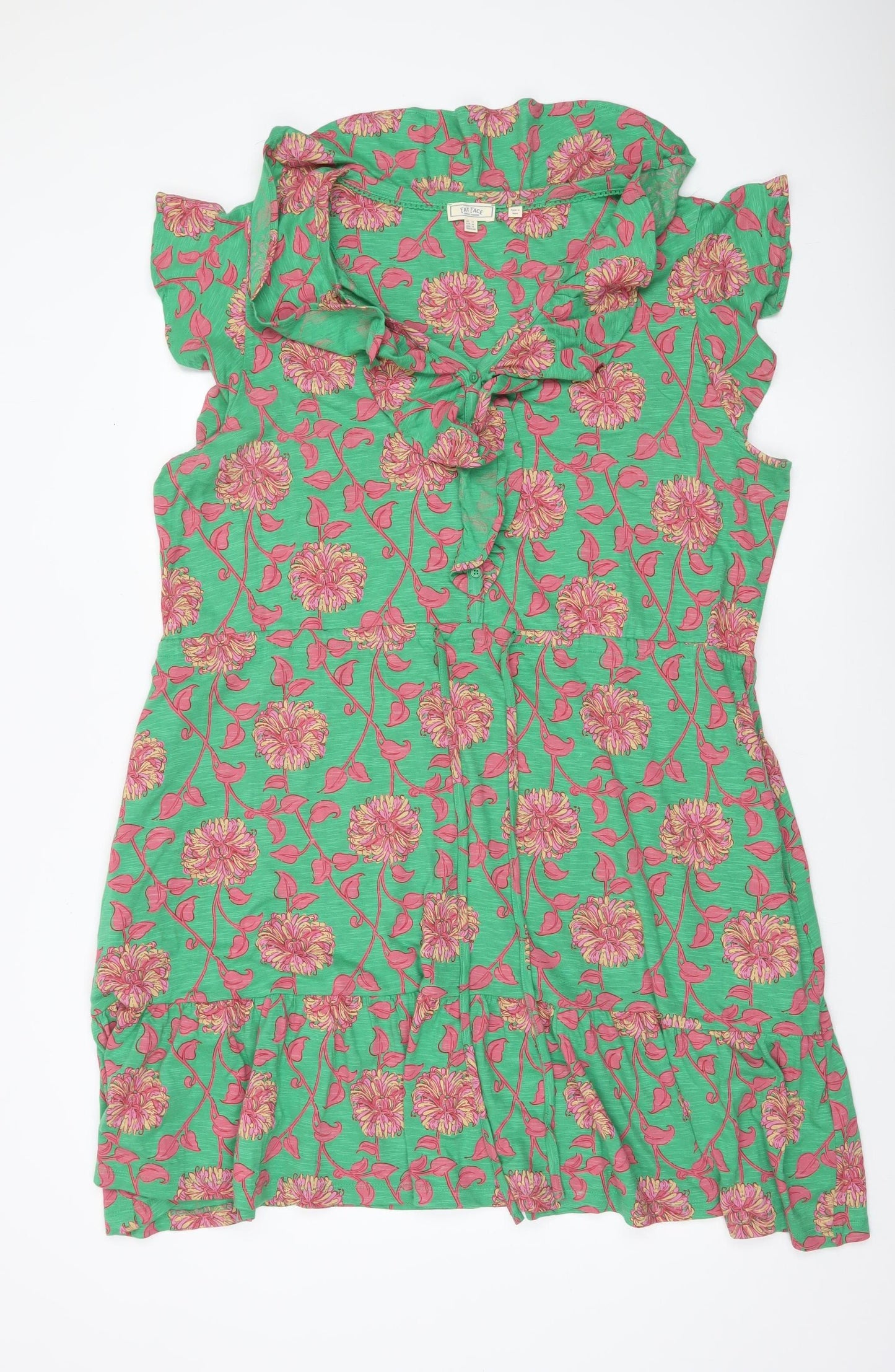 Fat Face Women’s Green Floral Shift Dress UK 18 Sleeveless Knee Length