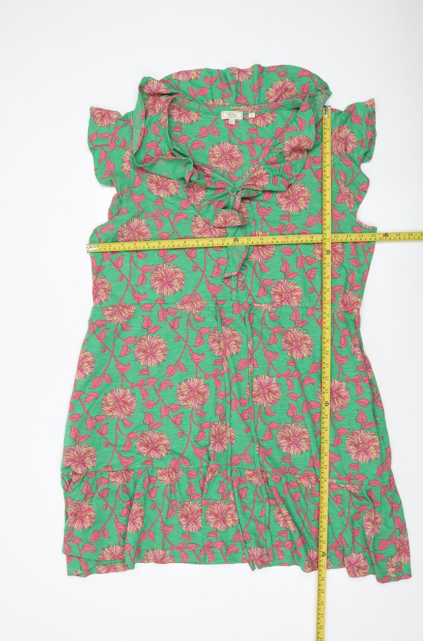 Fat Face Women’s Green Floral Shift Dress UK 18 Sleeveless Knee Length