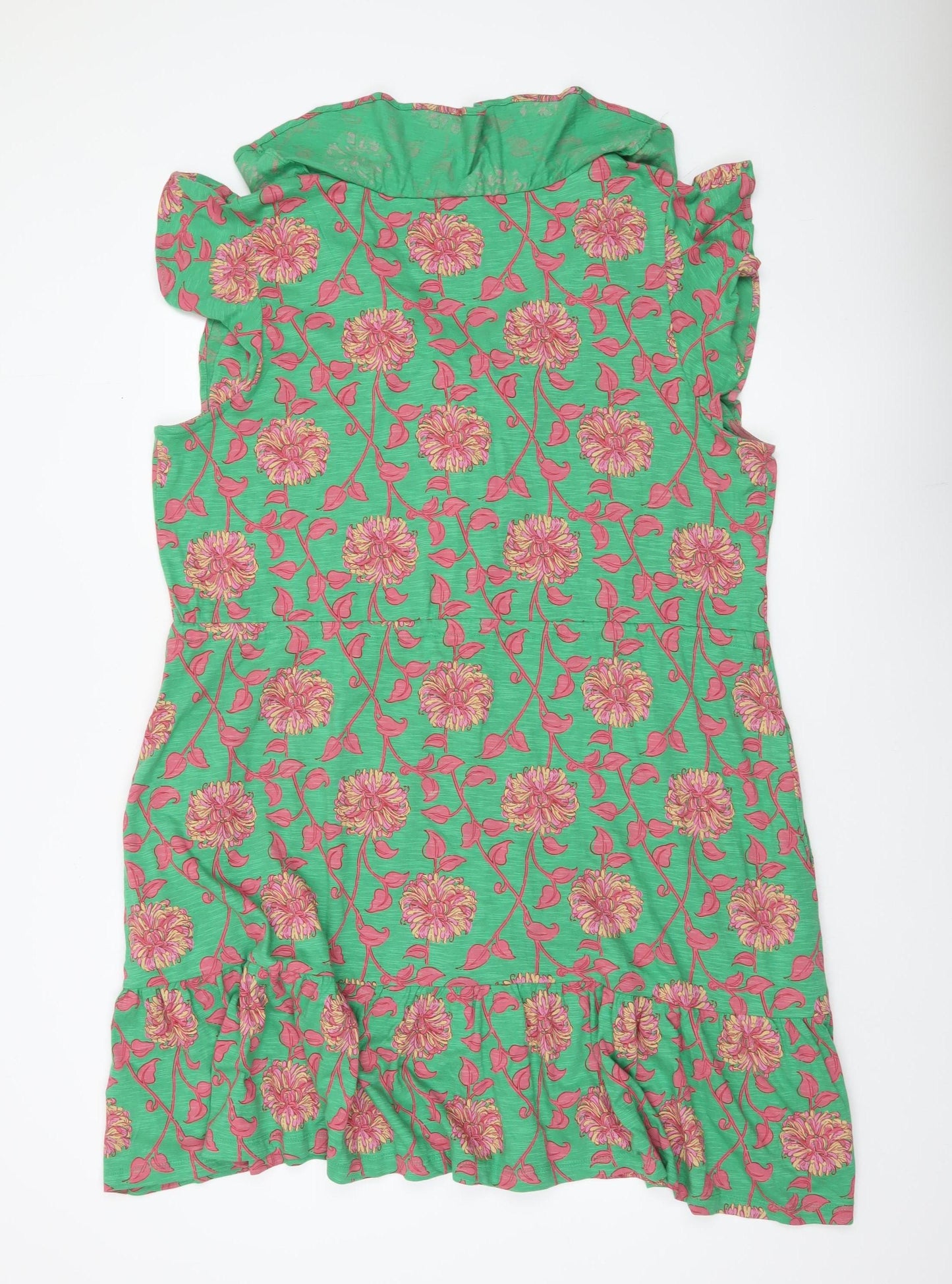 Fat Face Women’s Green Floral Shift Dress UK 18 Sleeveless Knee Length