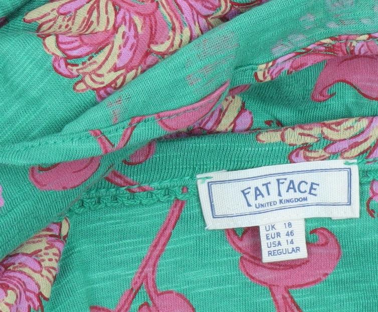 Fat Face Women’s Green Floral Shift Dress UK 18 Sleeveless Knee Length