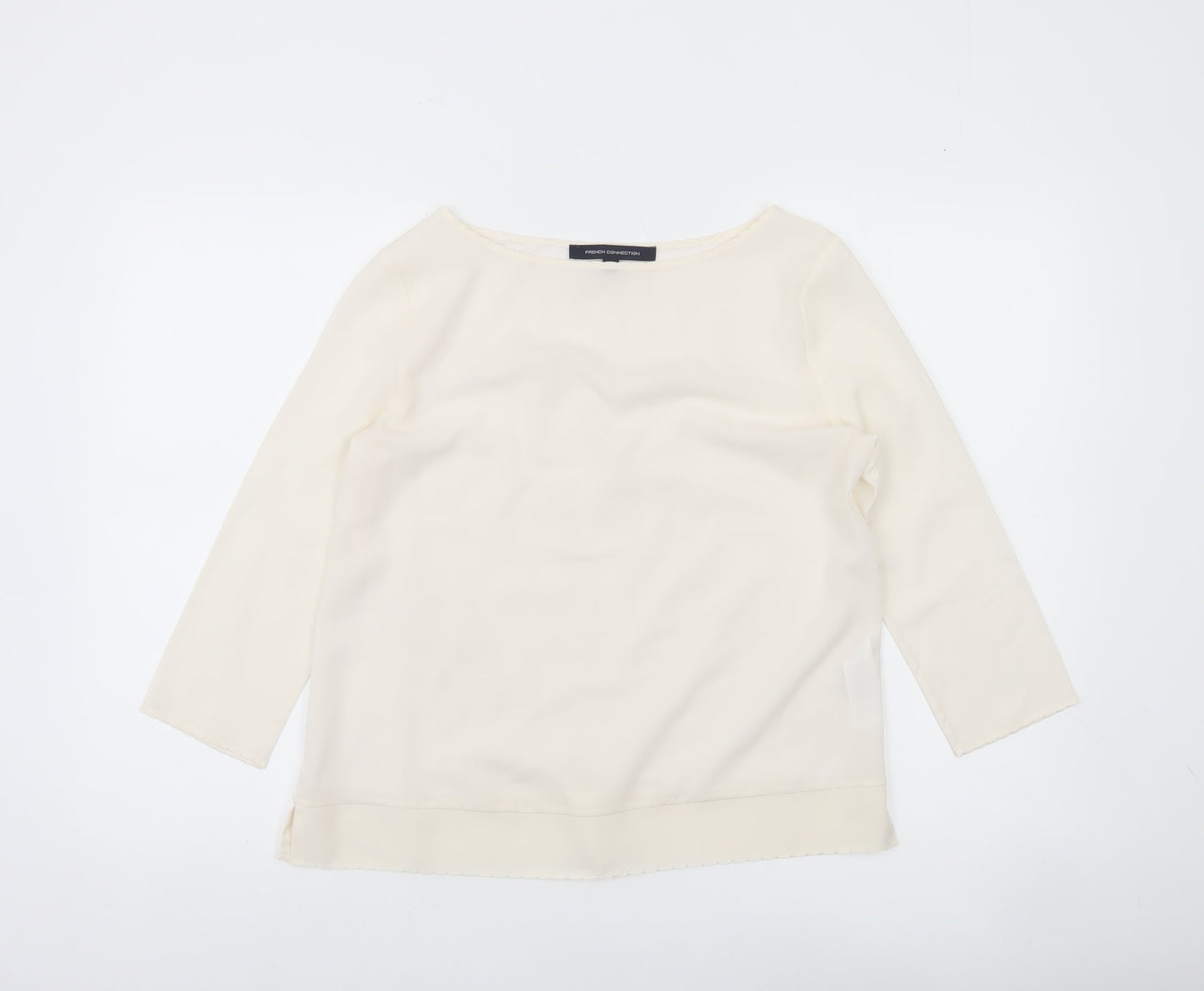 French Connection Womens Ivory Boat Neck 3/4 Sleeve Blouse Size S