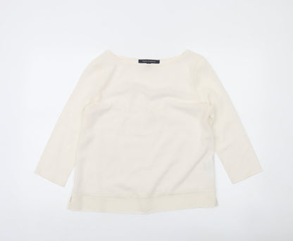 French Connection Womens Ivory Boat Neck 3/4 Sleeve Blouse Size S