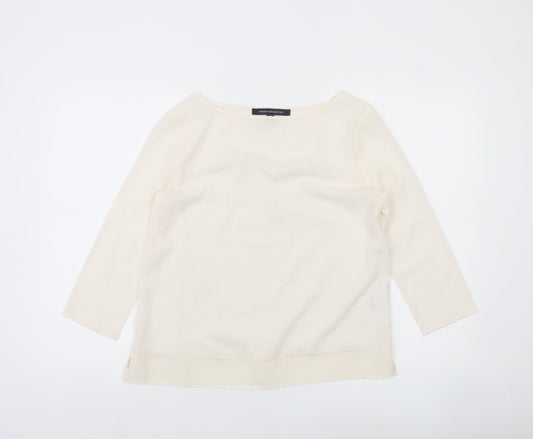 French Connection Womens Ivory Boat Neck 3/4 Sleeve Blouse Size S
