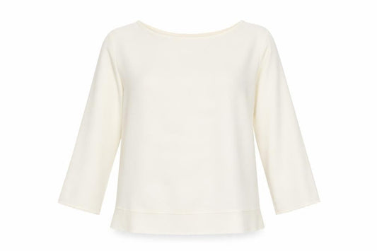 French Connection Womens Ivory Boat Neck 3/4 Sleeve Blouse Size S