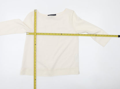 French Connection Womens Ivory Boat Neck 3/4 Sleeve Blouse Size S