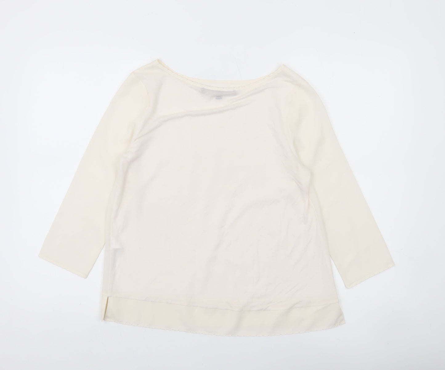 French Connection Womens Ivory Boat Neck 3/4 Sleeve Blouse Size S
