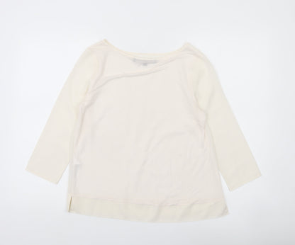 French Connection Womens Ivory Boat Neck 3/4 Sleeve Blouse Size S