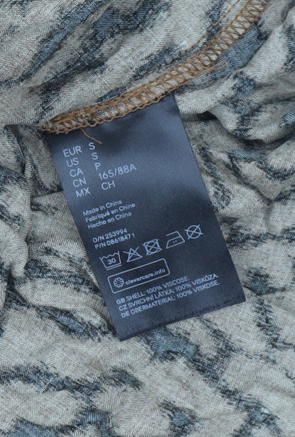 H&M Women’s Brown Animal Print Midi Smocked Dress Size 8