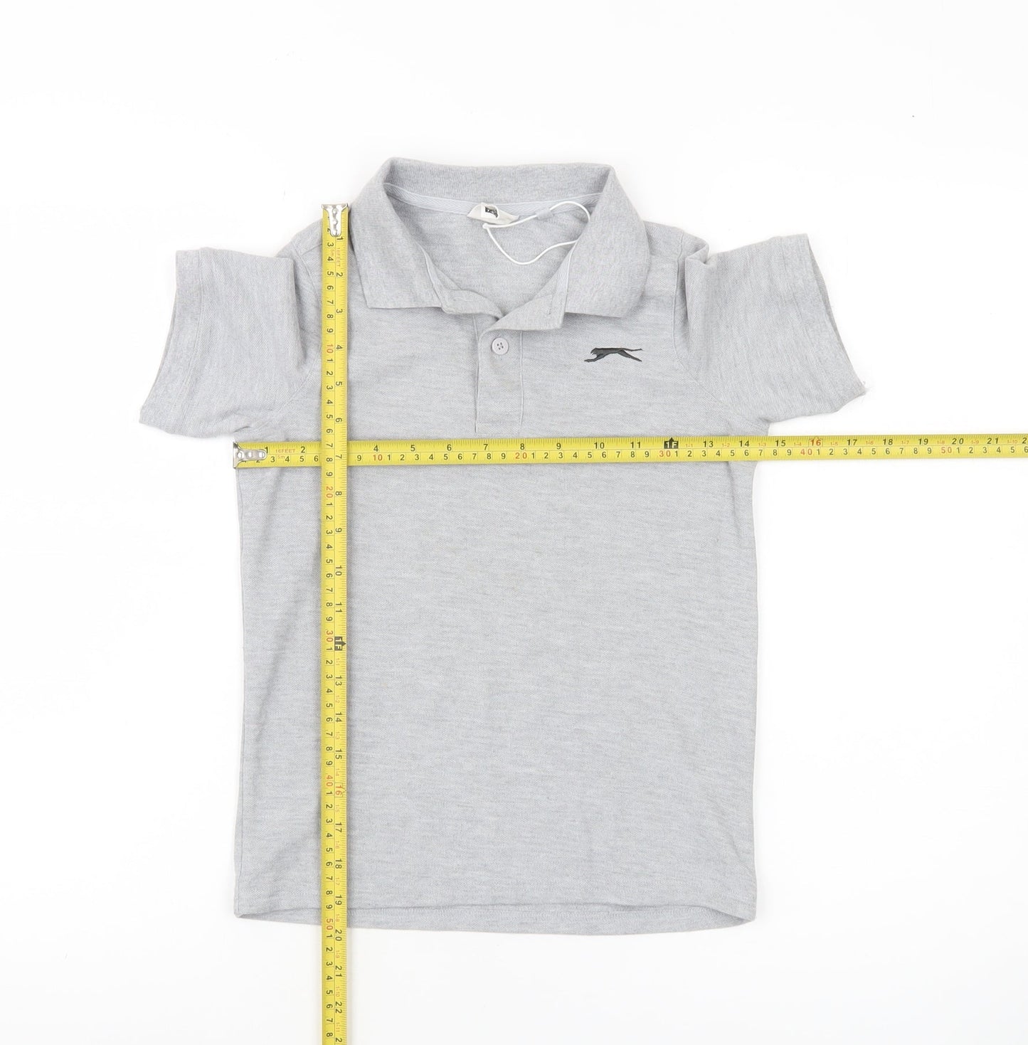 Slazenger Boys Grey Polo Shirt 7-8 Years Short Sleeve School Casual