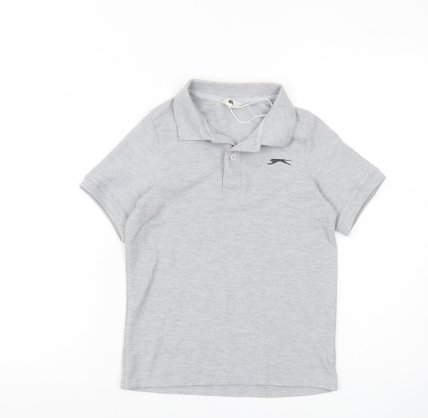 Slazenger Boys Grey Polo Shirt 7-8 Years Short Sleeve School Casual
