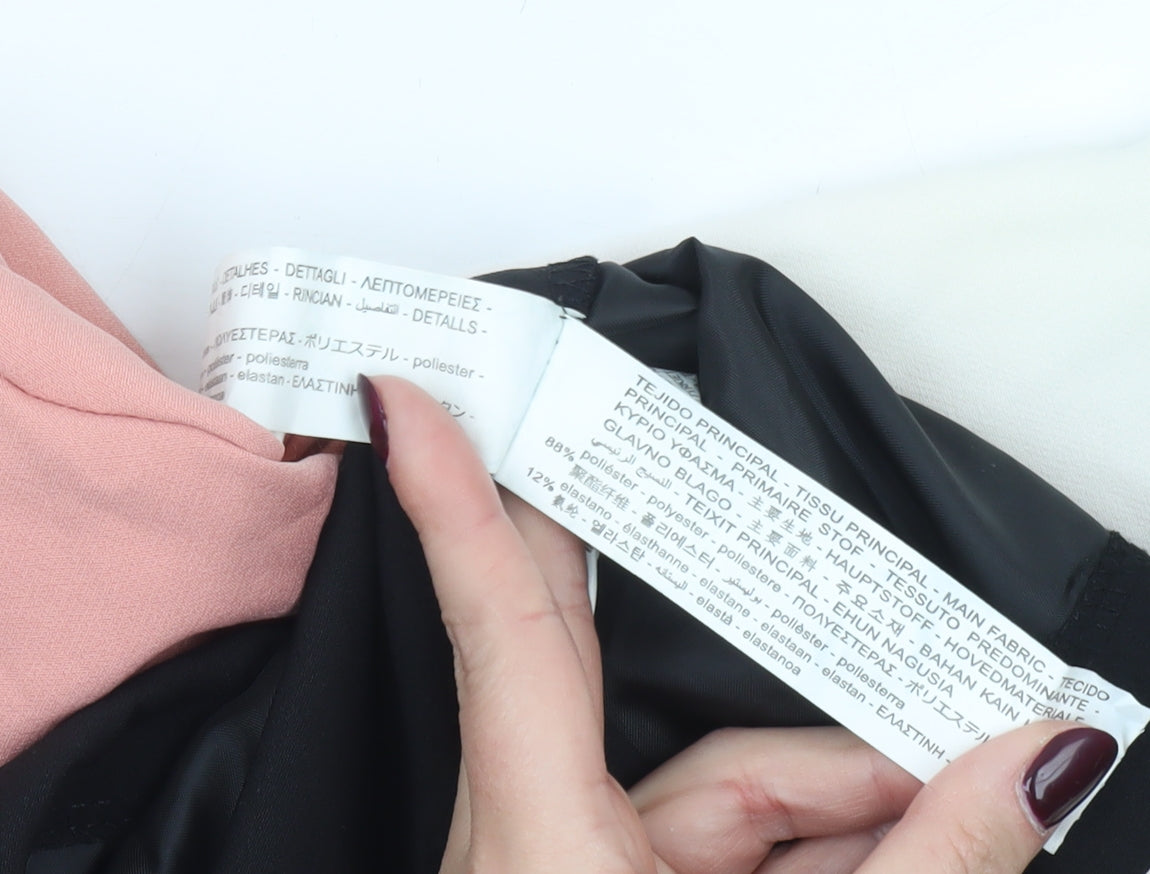 Zara Women’s Pink Black White Colourblock Hoodie Size L 14
