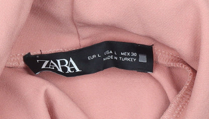 Zara Women’s Pink Black White Colourblock Hoodie Size L 14
