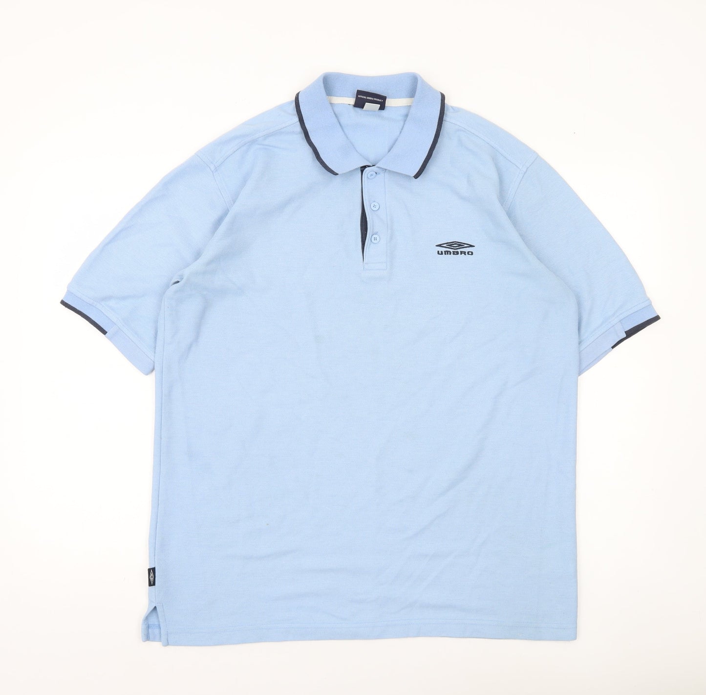 Umbro Men Blue Size L Polo Shirt Short Sleeve Cotton Blend