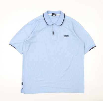 Umbro Men Blue Size L Polo Shirt Short Sleeve Cotton Blend