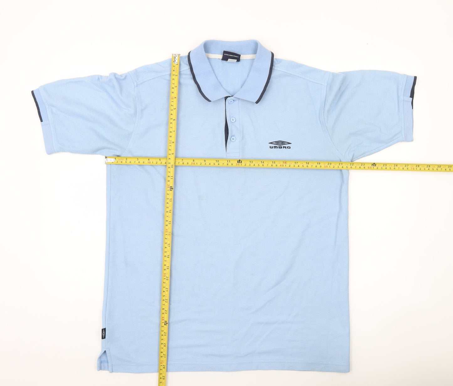 Umbro Men Blue Size L Polo Shirt Short Sleeve Cotton Blend