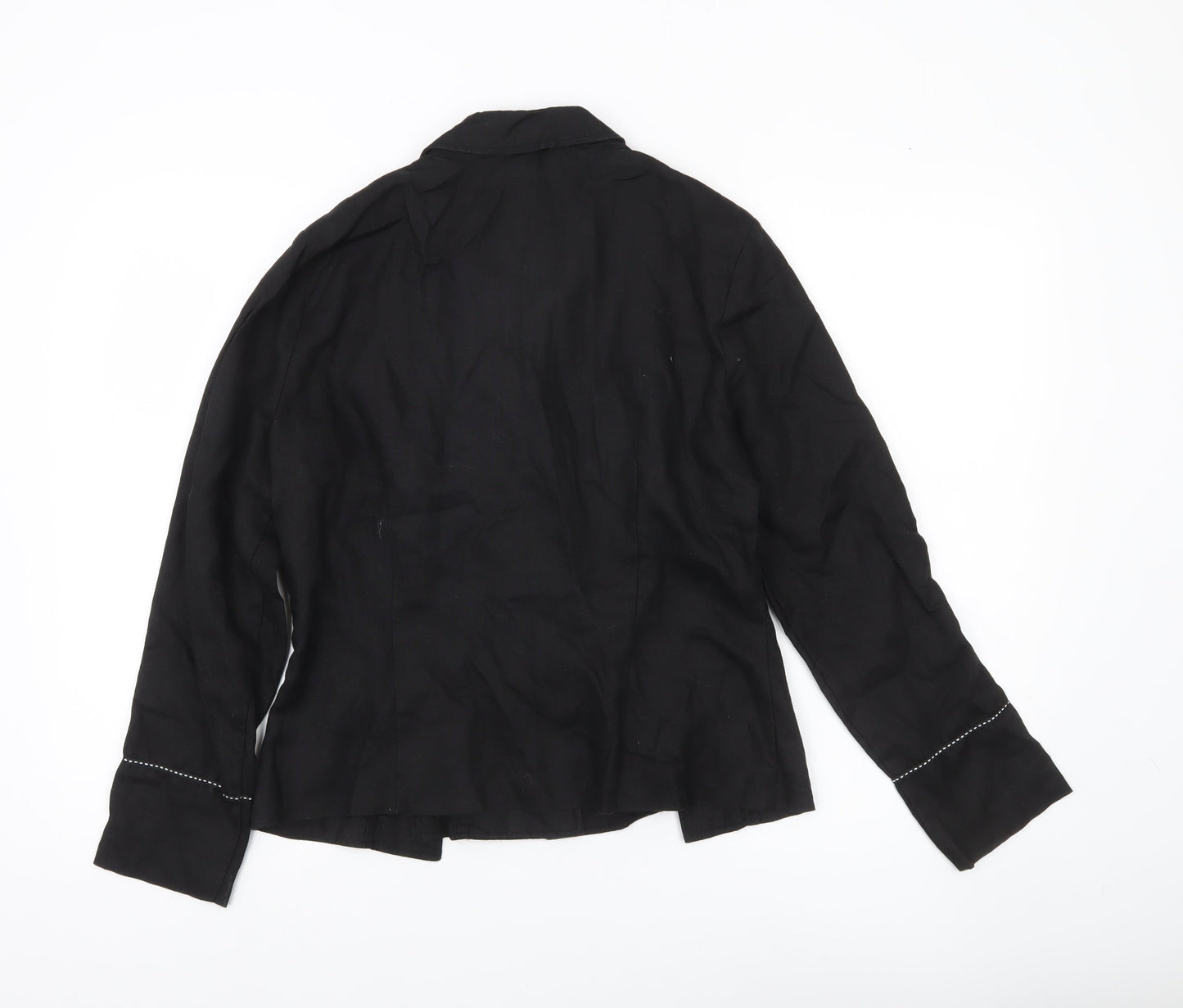 Chicc Collection Womens Black Linen Blazer Jacket Size 14 Single Breasted
