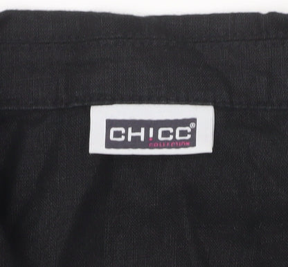 Chicc Collection Womens Black Linen Blazer Jacket Size 14 Single Breasted