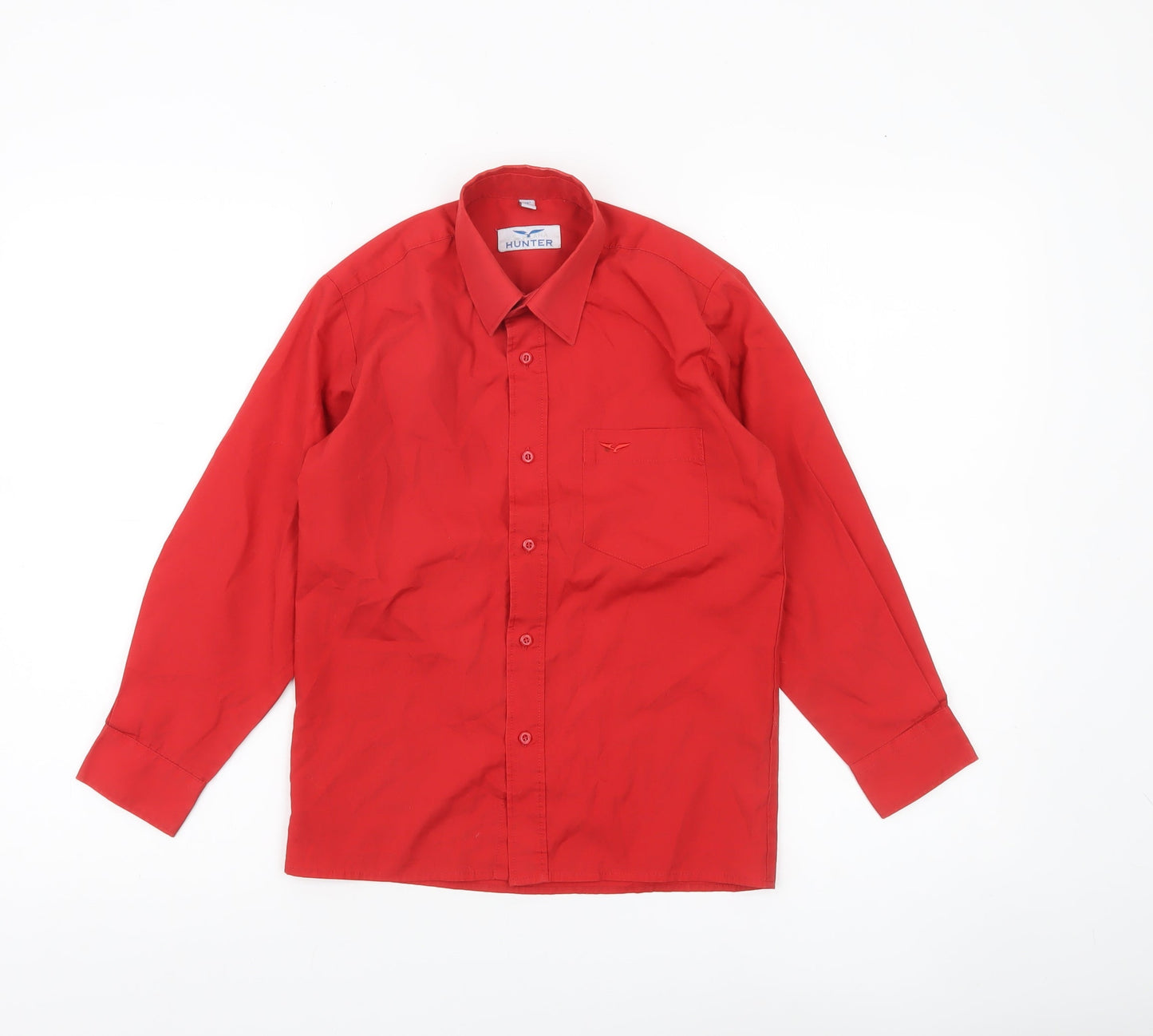 Hunter Boys Red Button-Up Long Sleeve Shirt Size 12 Years Polyester Cotton