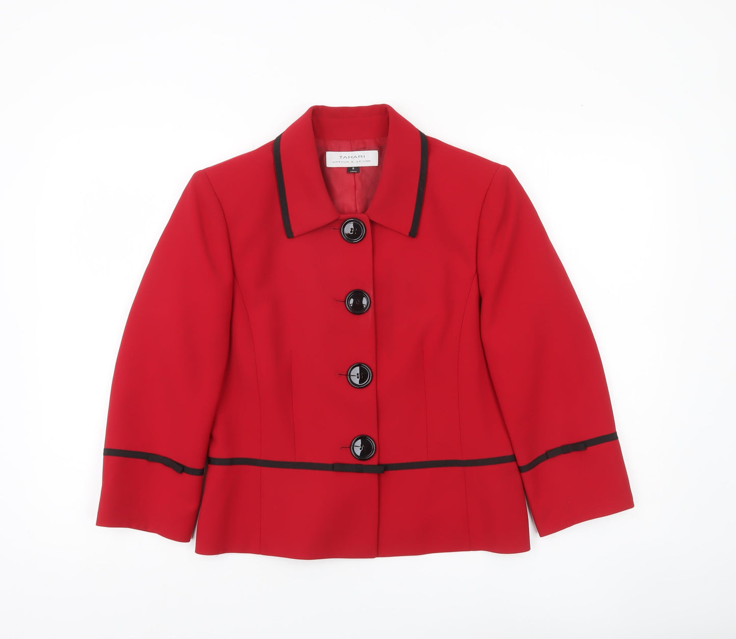 Tahari Women Red Size 12 Suit Jacket Notch Lapel Four-Button