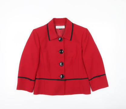 Tahari Women Red Size 12 Suit Jacket Notch Lapel Four-Button