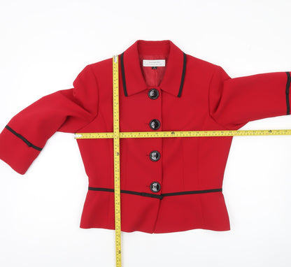 Tahari Women Red Size 12 Suit Jacket Notch Lapel Four-Button