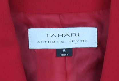 Tahari Women Red Size 12 Suit Jacket Notch Lapel Four-Button