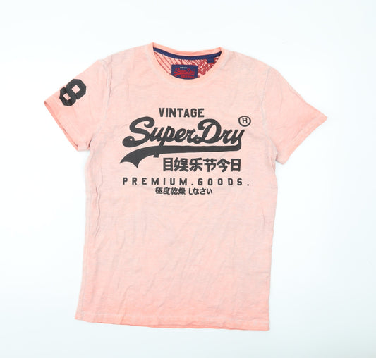 Superdry Men’s Pink Graphic Print T-Shirt Size M Vintage Style