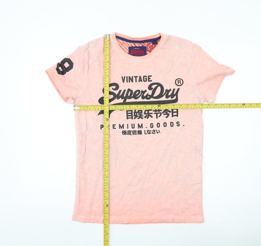 Superdry Men’s Pink Graphic Print T-Shirt Size M Vintage Style