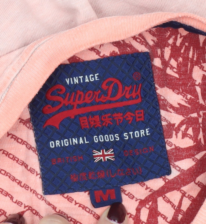 Superdry Men’s Pink Graphic Print T-Shirt Size M Vintage Style