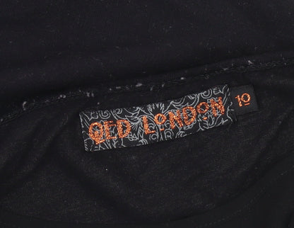QED London Womens Black Ruffle Tunic Blouse Size 10 Sleeveless
