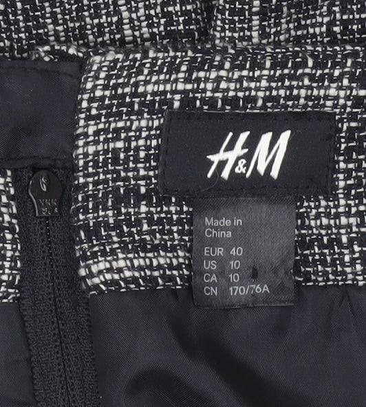 H&M Women Grey Size 12 Tweed Pencil Skirt Lined Studded Workwear