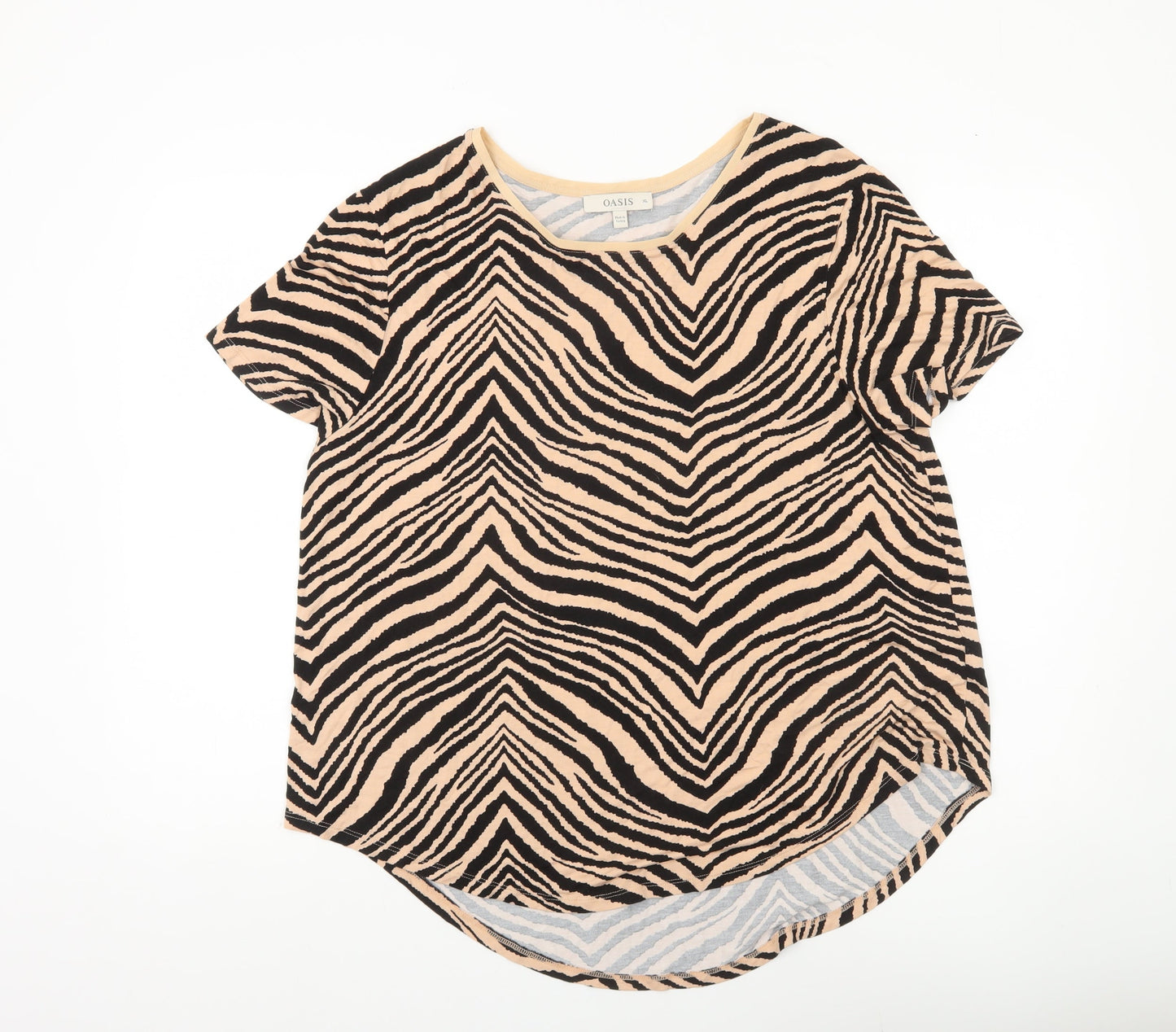 Oasis Women’s Zebra Print T-Shirt Beige Black XL Viscose
