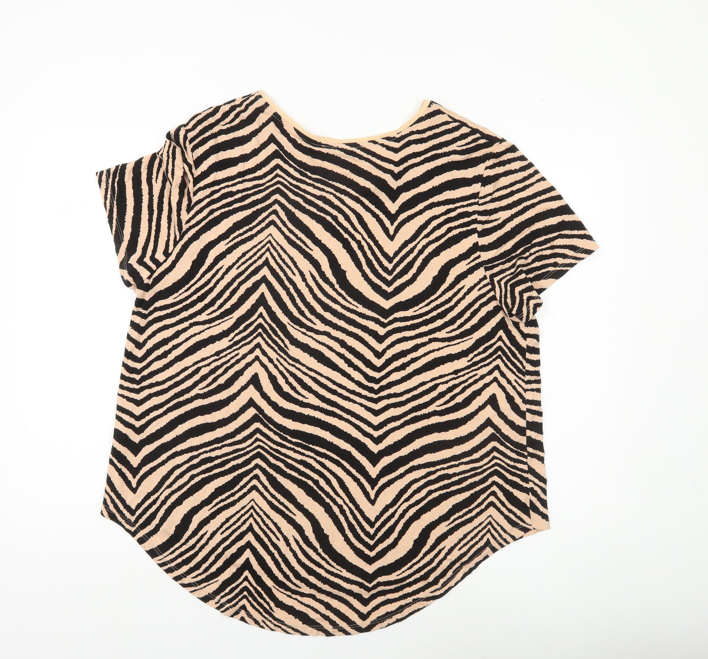 Oasis Women’s Zebra Print T-Shirt Beige Black XL Viscose