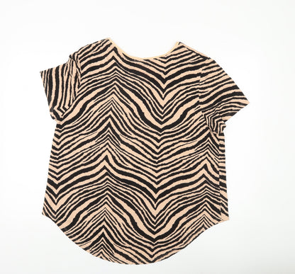 Oasis Women’s Zebra Print T-Shirt Beige Black XL Viscose