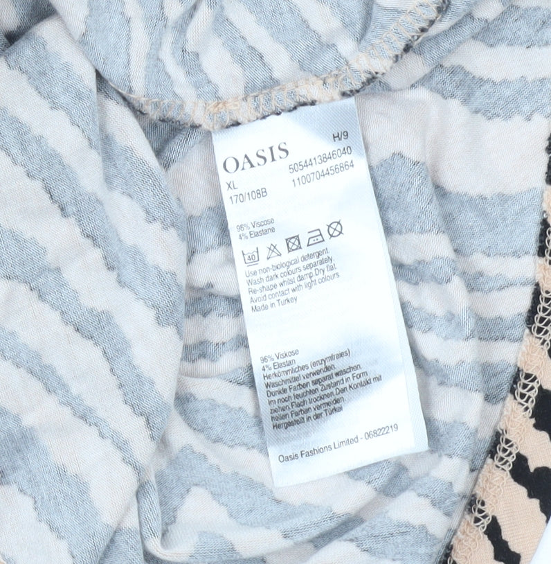 Oasis Women’s Zebra Print T-Shirt Beige Black XL Viscose