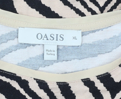 Oasis Women’s Zebra Print T-Shirt Beige Black XL Viscose