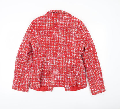 NAANAA Women’s Red Bouclé Double-Breasted Blazer UK 10