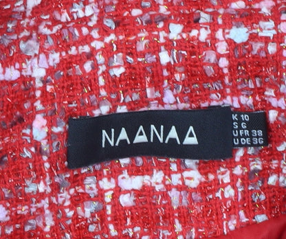 NAANAA Women’s Red Bouclé Double-Breasted Blazer UK 10