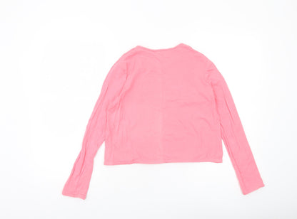 DKNY Women’s Pink Long Sleeve Cotton Scoop Neck T-Shirt Size S
