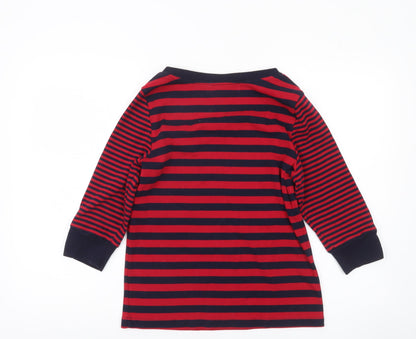 Daniel Ferman Womens Red Navy Striped 3/4 Sleeve Top Size 14